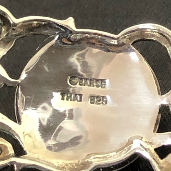 BARSE Sterling Silver Scroll Filigree Overlay Black Onyx Cabochon Cuff Bracelet - Picture 8 of 15